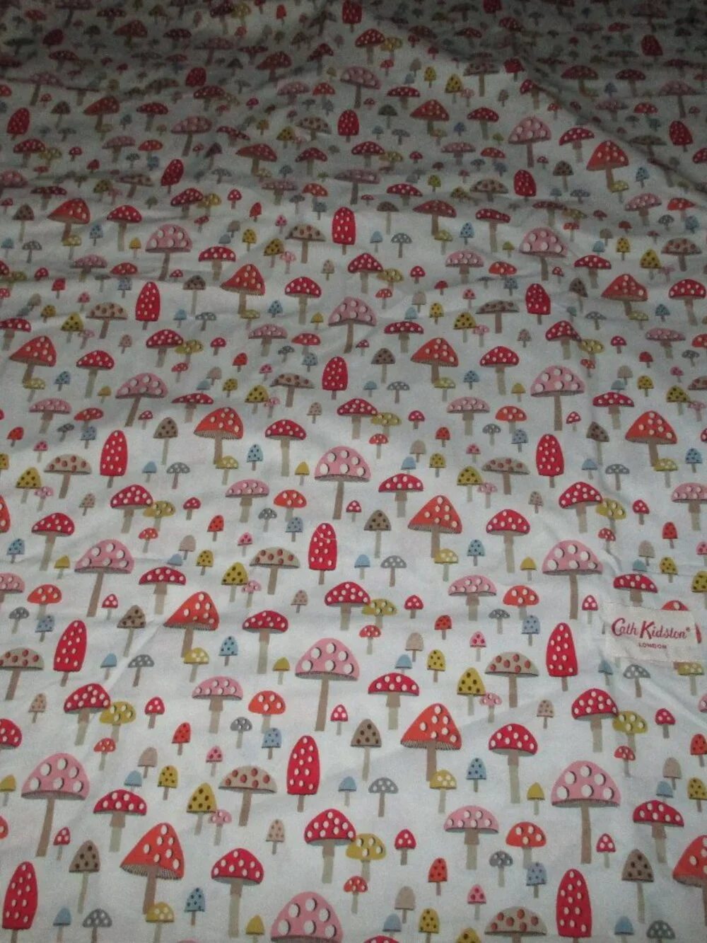 Cath Kidston London Cotton Percale Twin Flat Sheet Mini Mushrooms, Like New